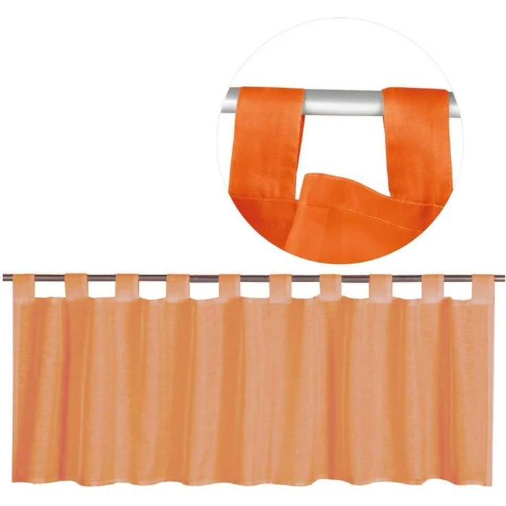 Schlaufen-Bistrogardine in B160cm x L45cm, transparente uni Scheibengardine Voile in vielen verschiedenen Farben erhältlich (hellorange - möhre) – Bild 1