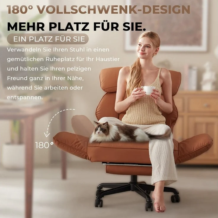 Dowinx Drehstuhl Bürostuhl mit Schwenkbaren Armlehnen (Packung), Schreibtischstuhl mit Taschenfederkern-Sitz und Fußstütze – Bild 2