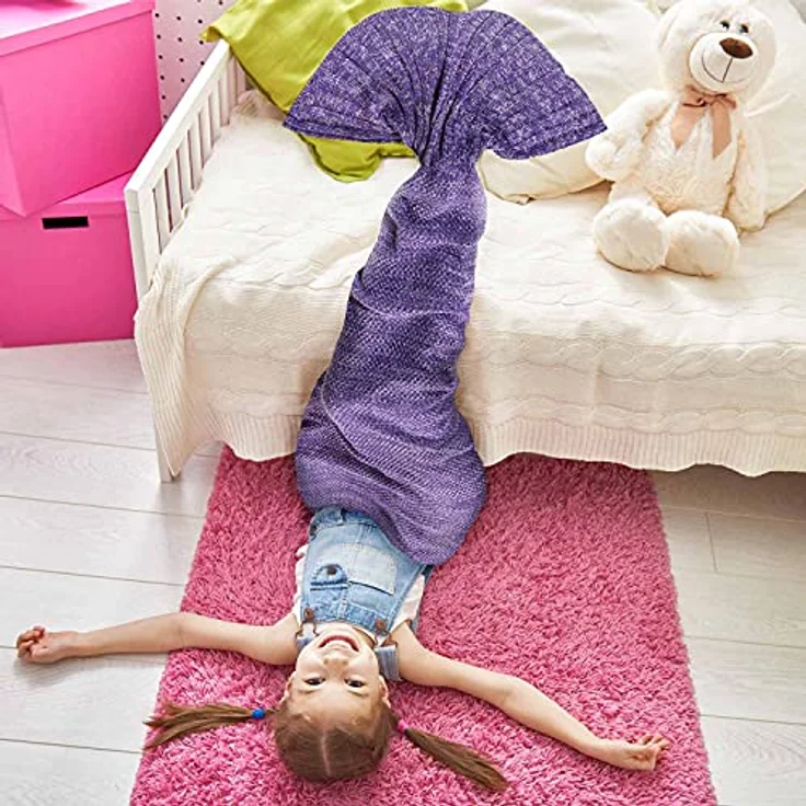 Wohndecke Meerjungfrau Kuscheldecke, Feluna, Wolldecke Flossen-Decke – Bild 7