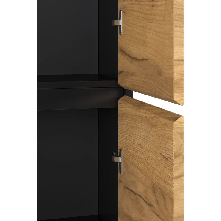 ZUBALIYA Aktenschrank80 x 35 x 180 cm, Mehrzweckschrank aus Holz in Schwarz & Eiche Optik, mit verstellbaren Einlegeböden, Bücherschrank, Aufbewahrungsschrank für Büro, Wohnzimme,Flur, Hochschrank,Flurschrank – Bild 8