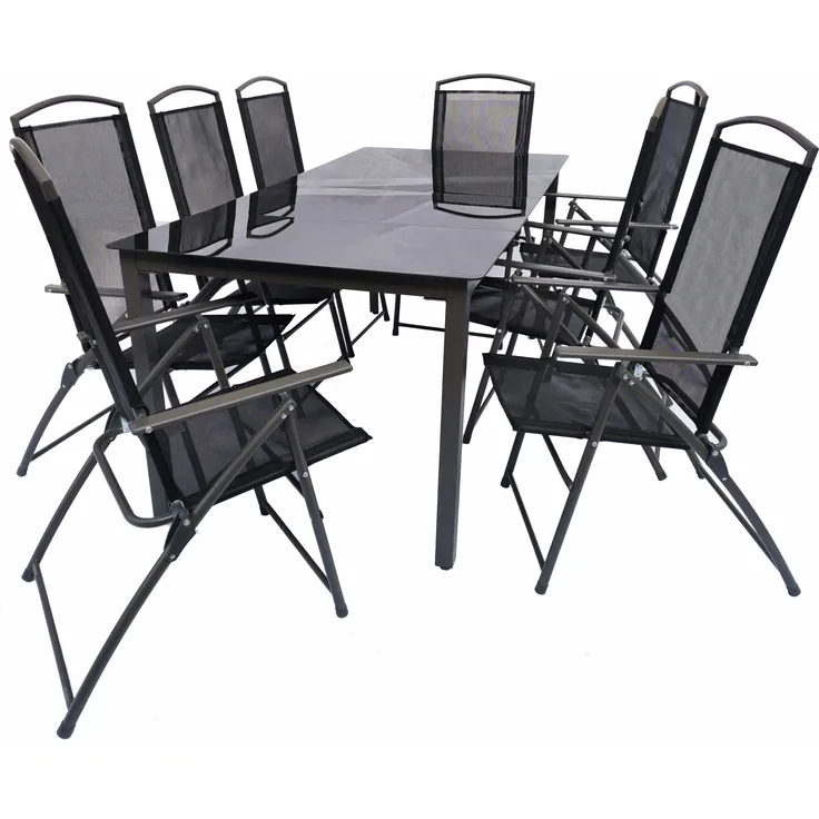 VCM Gartenmöbel-Set 189S 918162 Schwarz H. 105 x B. 189 x T. 90 cm