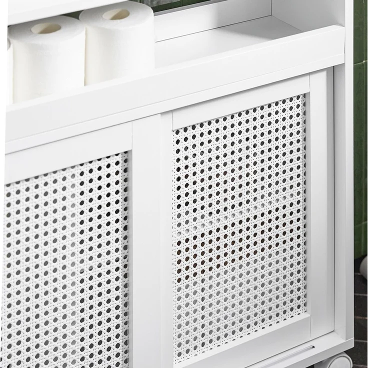 SoBuy BZR119-W Toilettenschrank mit Toilettenpapierhalter, MDF, Lackiert, Weiß, 65 x 70 x 31 cm – Bild 7