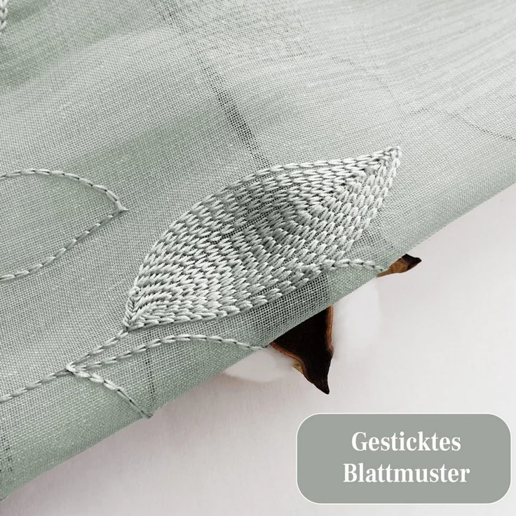 Agger Vorhang Leinen Voile Vorhänge, halbtransparente Blumenvorhänge, Blätter-Stickerei Vorhänge, geeignet für Schlafzimmer und Wohnzimmer – Bild 2