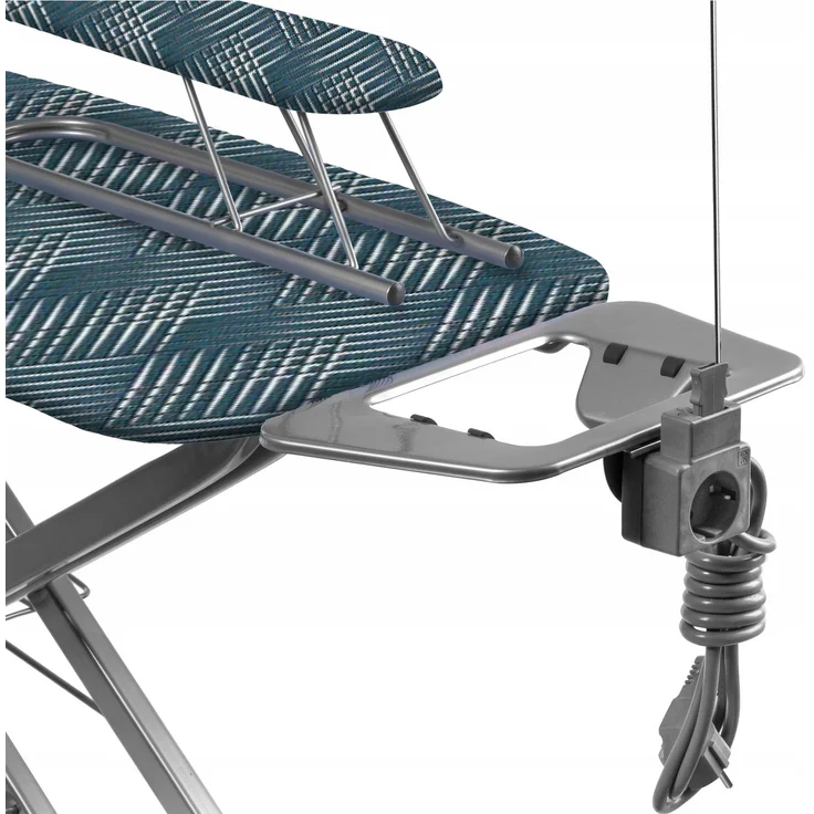 KADAX Bügelbrett 120x38 cm breit, Oberseite mit Steckdose + Handtuch mit Ablage – Bild 8