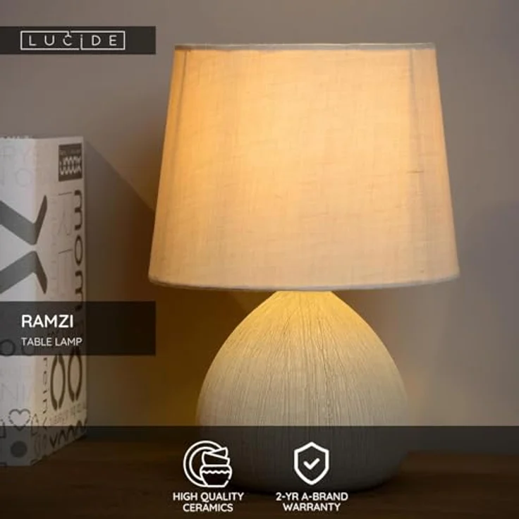 LUCIDE RAMZI - Tischlampe - Ø 18 cm - 1xE14 - Beige – Bild 4