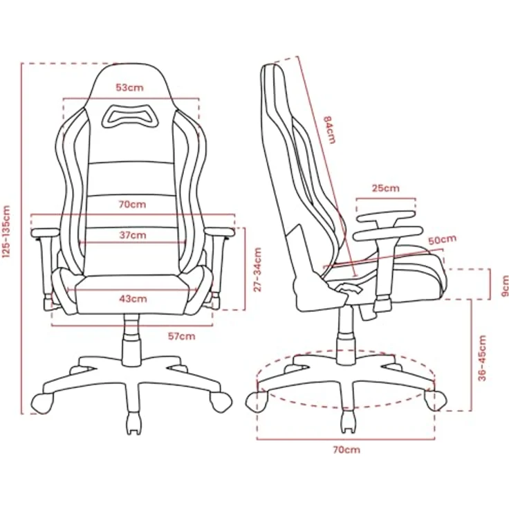 Arozzi Torretta Gaming Stuhl, ergonomischer Bürostuhl mit Supersoft Stoffbezug, schwarz, bis 120 kg belastbar – Bild 3