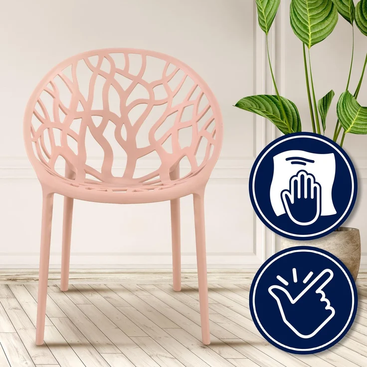 CLP 2er Set 'Hope' Gartenstuhl mit Armlehnen, stapelbar & wetterfest, recyceltem Polypropylen, Rosa – Bild 4