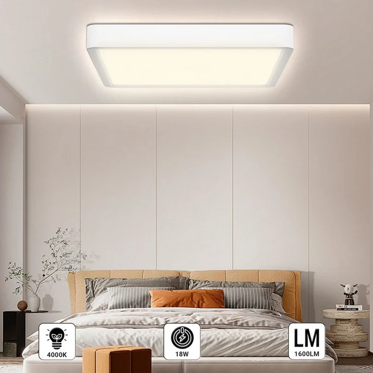 LQWELL LED Deckenleuchte Quadrat Flach LED Deckenlampe, 18W,1600LM, LED fest integriert, Tageslichtweiß, Modern Schlicht Lampe Dünn – Bild 1