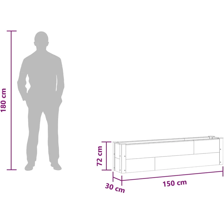 vidaXL Hochbeet Braun 150 x 30 x 36 cm WPC und Aluminium 42039028 – Bild 7