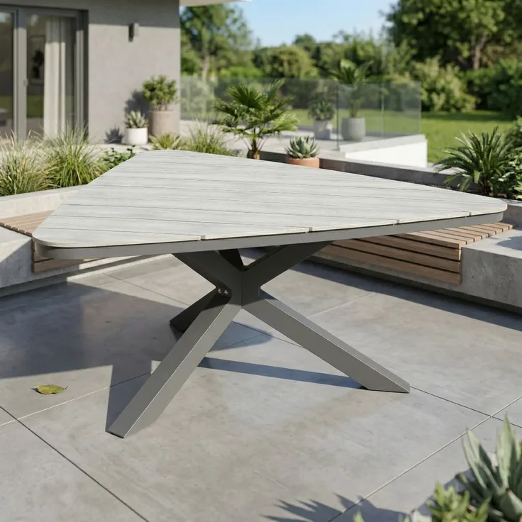Gardissimo 'Armati' Gartentisch, dunkel, Triangel-Form, 170 cm, Nonwood-Tisch mit höhenverstellbaren Füßen, wetterfest & pflegeleicht, Aluminium