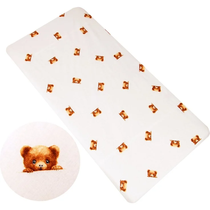 BabyLux Spannbettlaken SPANNBETTLAKEN 70x140 Spannbetttuch Baumwolle Kinder Baby Babybett, 166 Ecru + Bär70x140 cm – Bild 3