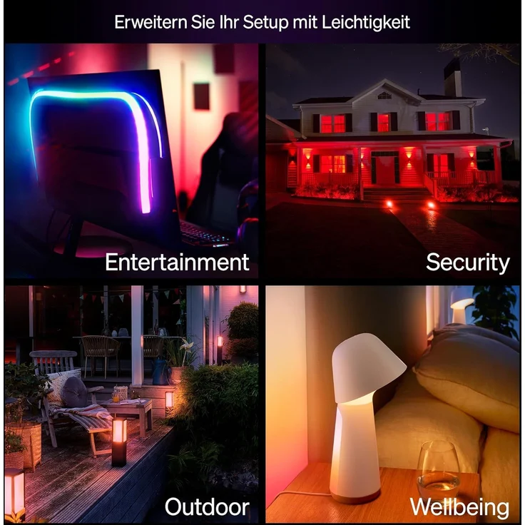 Philips Hue Essential Starter-Set: Bridge + 4 Essential E27 Smart Leuchtmittel, White und Color Ambiance, 2200-6500K, dimmbar, funktioniert mit Alexa, Google Assistant, Samsung SmartThings, Apple Home – Bild 8