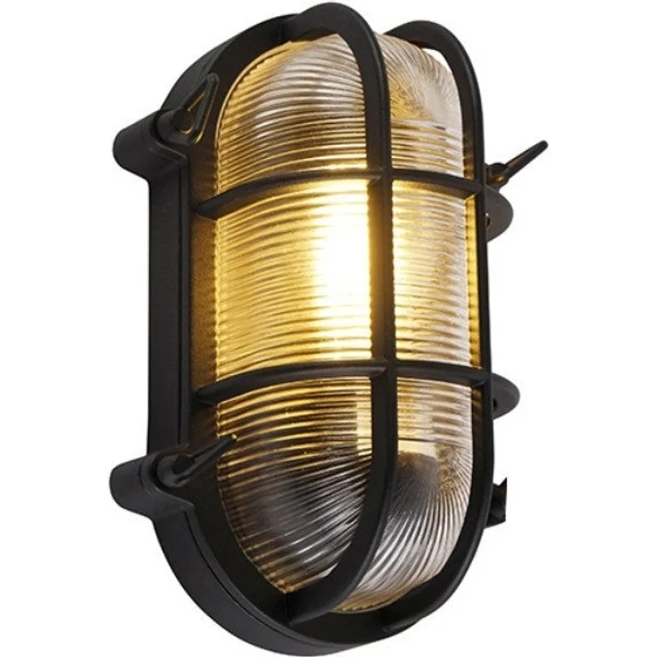 Qazqa Außen-Wandleuchte Nautica, ohne Leuchtmittel, E27, Schwarz, Industrie, Aluminium, 1-flammig – Bild 1