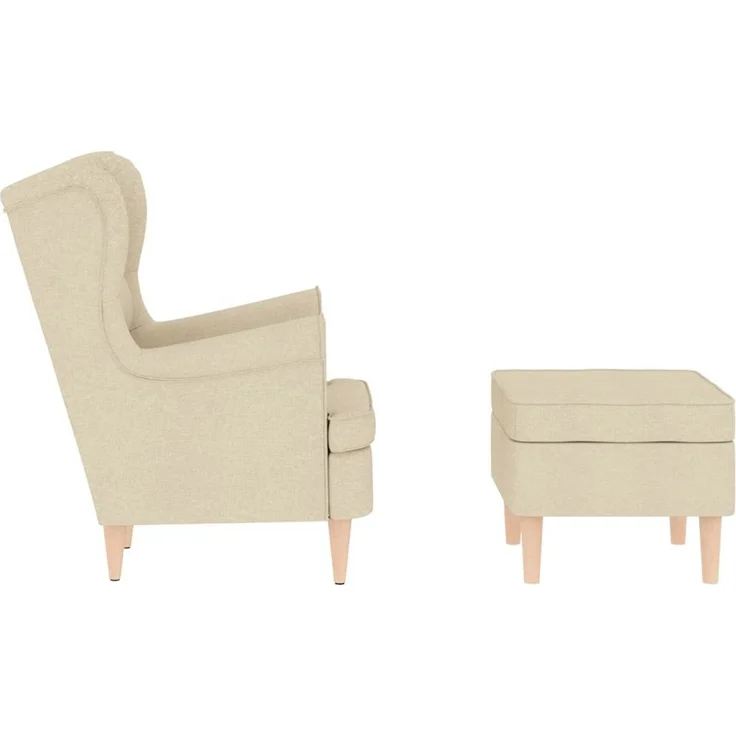 vidaXL Sessel mit Fußhocker Creme Stoff 3307996 – Bild 5