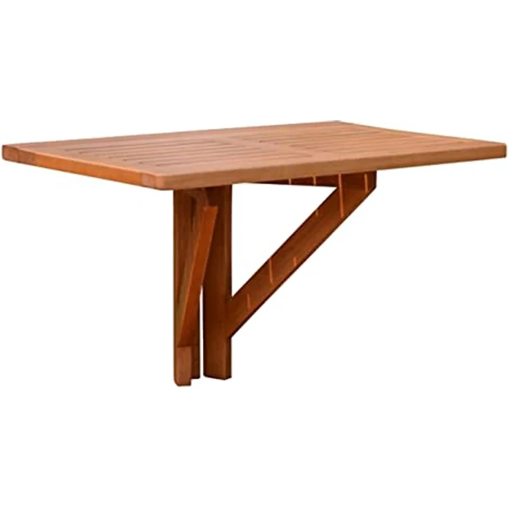 Jardinion Hängetisch Klapptisch 60 x 40 x 37cm, Braun, Eukalyptusholz, witterungsbeständig, platzsparend, für Balkon und Terrasse – Bild 4