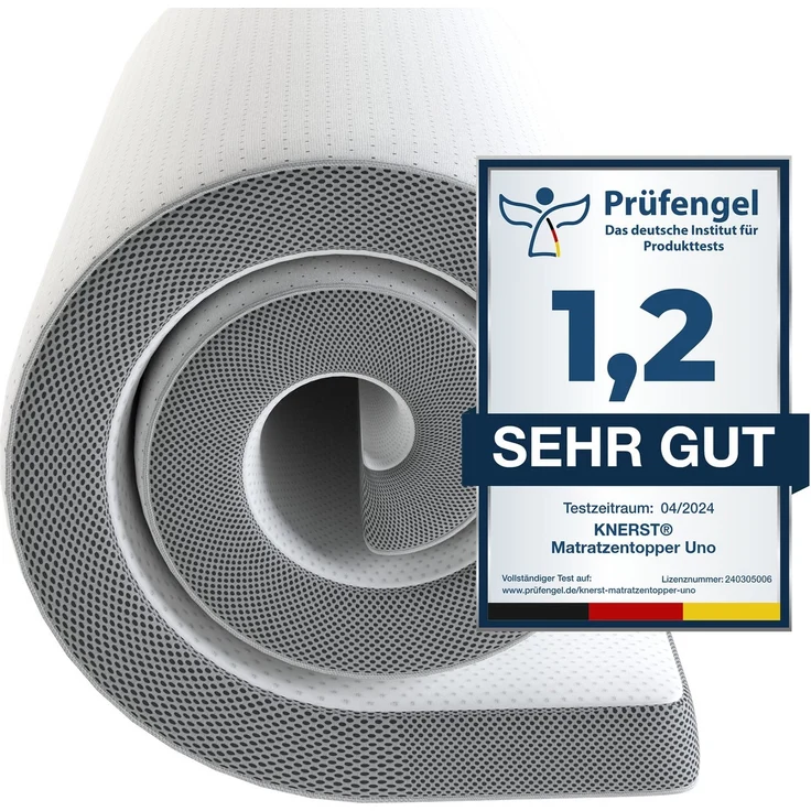 KNERST, Topper Matratzentopper 7-Zonen Komfort, 7cm Höhe, atmungsaktiv, pflegeleicht, 7 cm hoch, Komfortschaum mit Memory Schaum, 7 cm hoch Topper,waschbarer Bezug, rutschfest, ergonomisch – Bild 1
