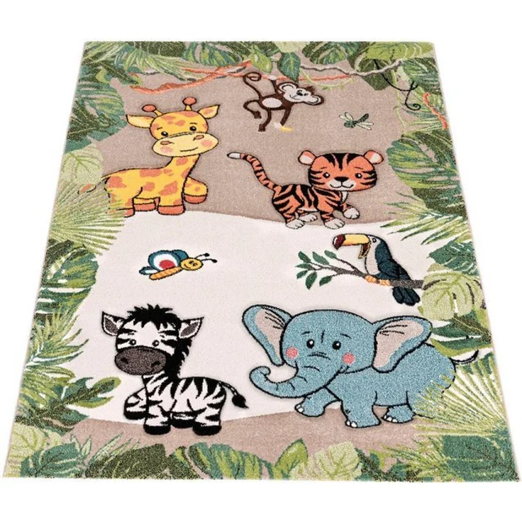 Paco Home Kinderteppich Diamond 644, rechteckig, Höhe: 18 mm, 3D-Design, Motiv Dschungel Tiere, Kinderzimmer, Kundenliebling – Bild 4
