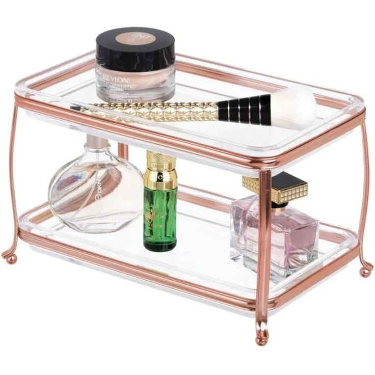 Schminkaufbewahrung Kosmetik Organizer 2 Etagen mDesign transparent/rosegold – Bild 6