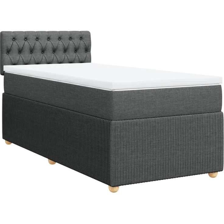 vidaXL Boxspringbett mit Matratze Dunkelgrau 90x190 cm Stoff 3289619 – Bild 3