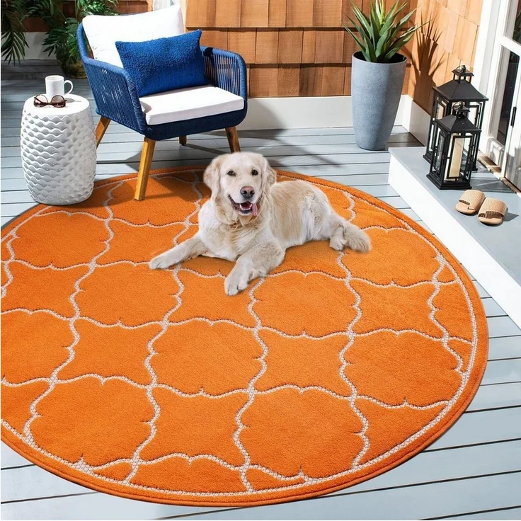 Sanat 'Berlin' Teppich, Höhe: 6 mm, In -und Outdoor geeignet, Orange, 150 cm Rund – Bild 1