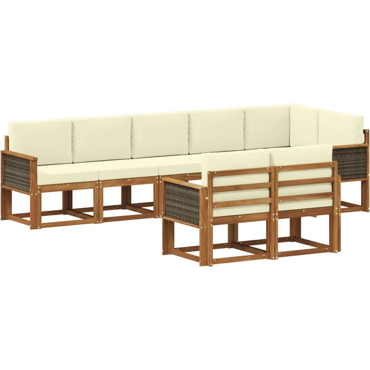 vidaXL Outdoor-Sofagarnitur 8 stk. 8-Sitzer Natur und Creme 3385306 – Bild 2