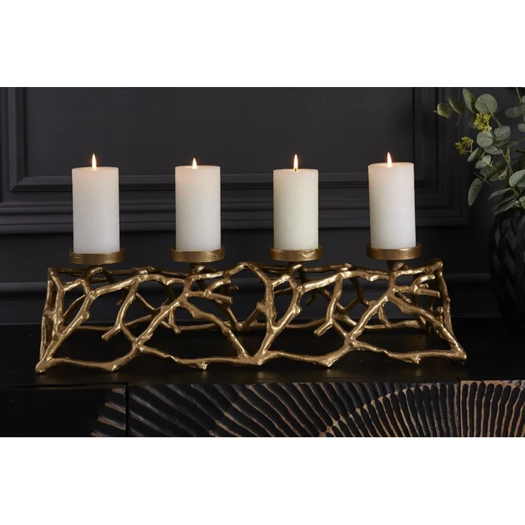 Stilvoller Kerzenständer CANDELA 60cm gold Aluminium Kerzenhalter – Bild 2