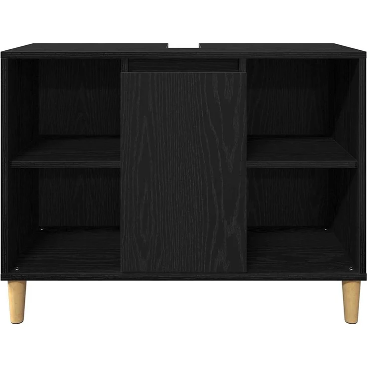 vidaXL Badezimmermöbel-Set mit Speicher 3 pcs Schwarz Holzwerkstoff 3332584 – Bild 7