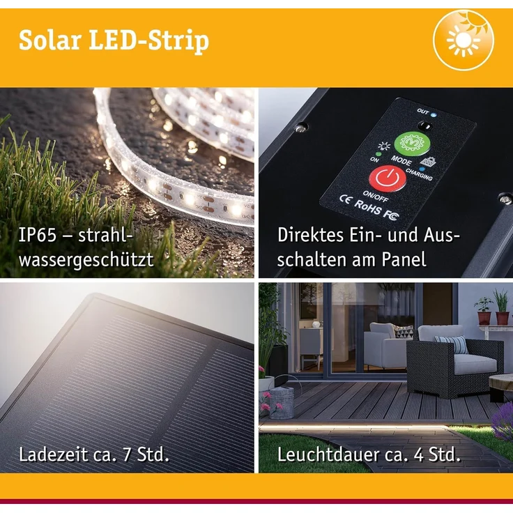 Paulmann 71195 LED Stripe Solar mit Fernbedienung 10m IP44 dimmbar – Bild 4