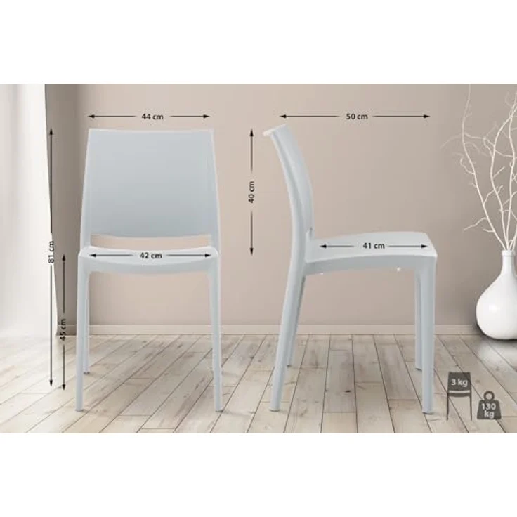 CLP 2er Set Stapelstühle Maya bis zu 130 kg belastbar,hellgrau – Bild 4