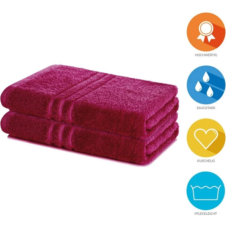 Lavea 2er Set Duschtuch 70x140 cm, Frottierserie Elena, Bordeaux – Bild 1