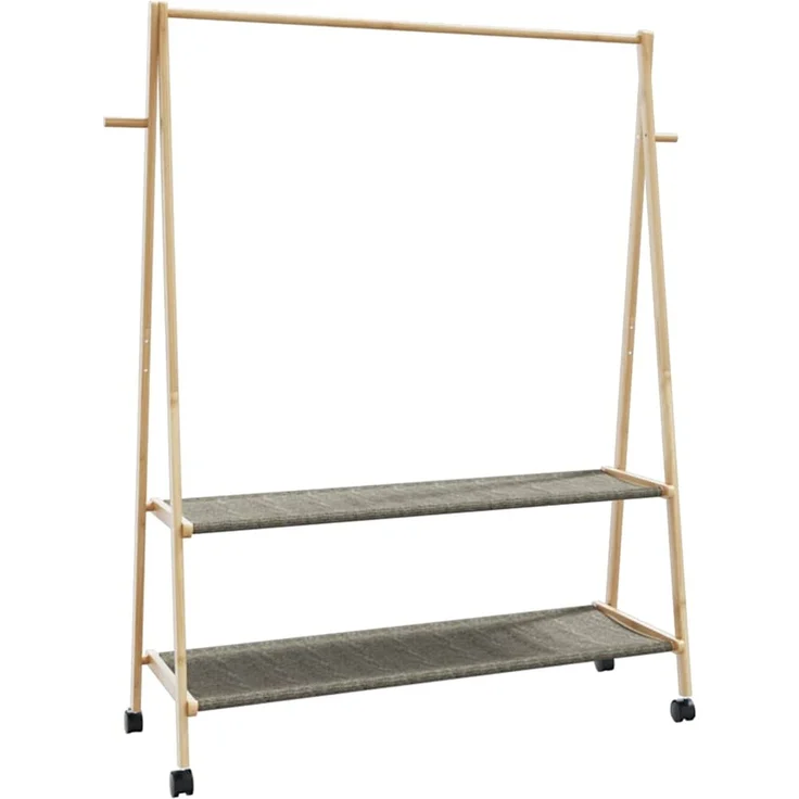 vidaXL Kleiderständer mit Ablagen und Rollen 132x45,5x155,5 cm Bambus 4008913 – Bild 6