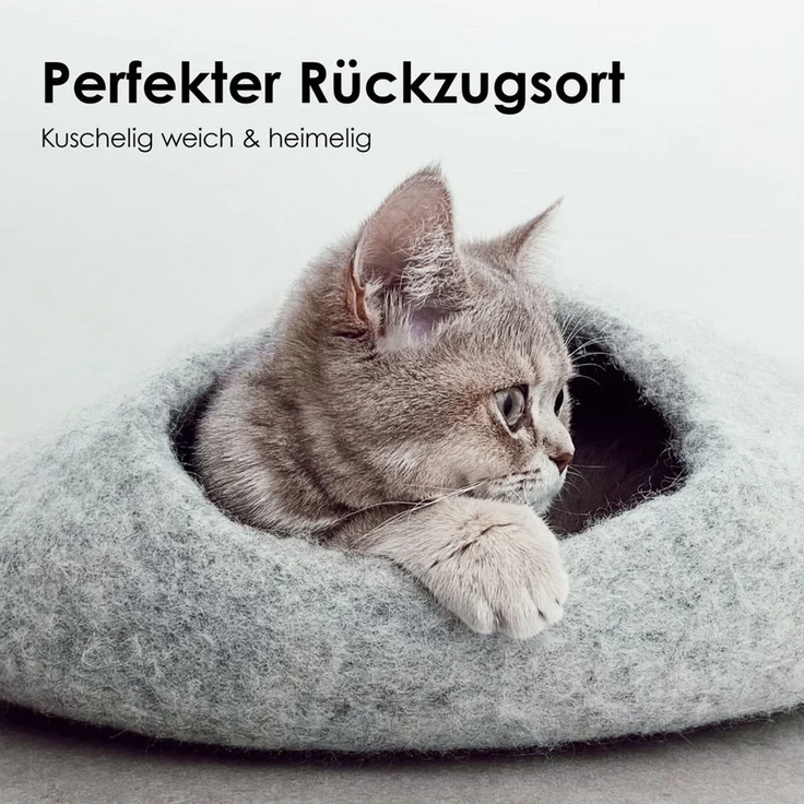 LucyBalu Tierbett Katzenhöhle aus Filz, Filzhöhle für Katzen, Kuschelhöhle für Katzen – Bild 2