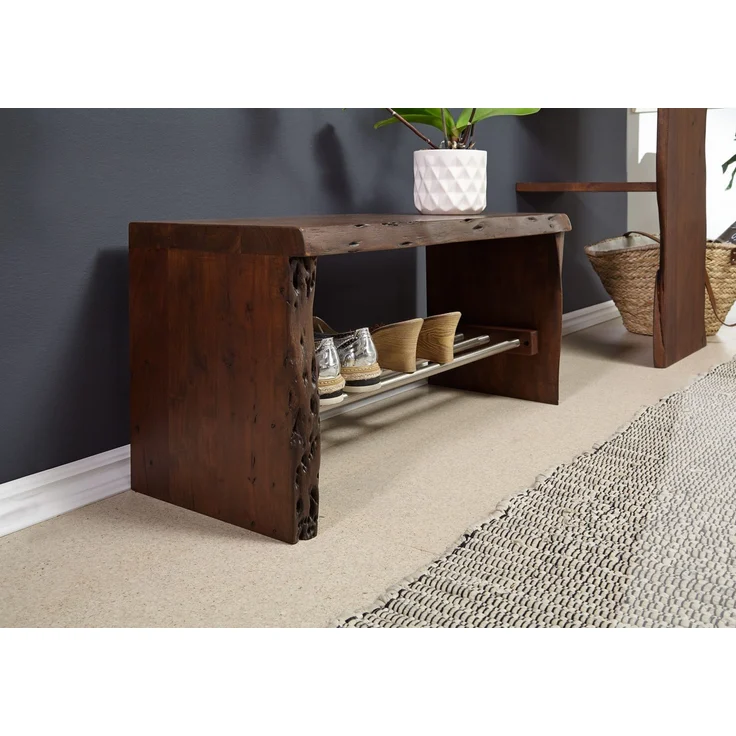 Garderobenbank Akazie 81x30x40 braun lackiert PURE ACACIA #816 – Bild 4