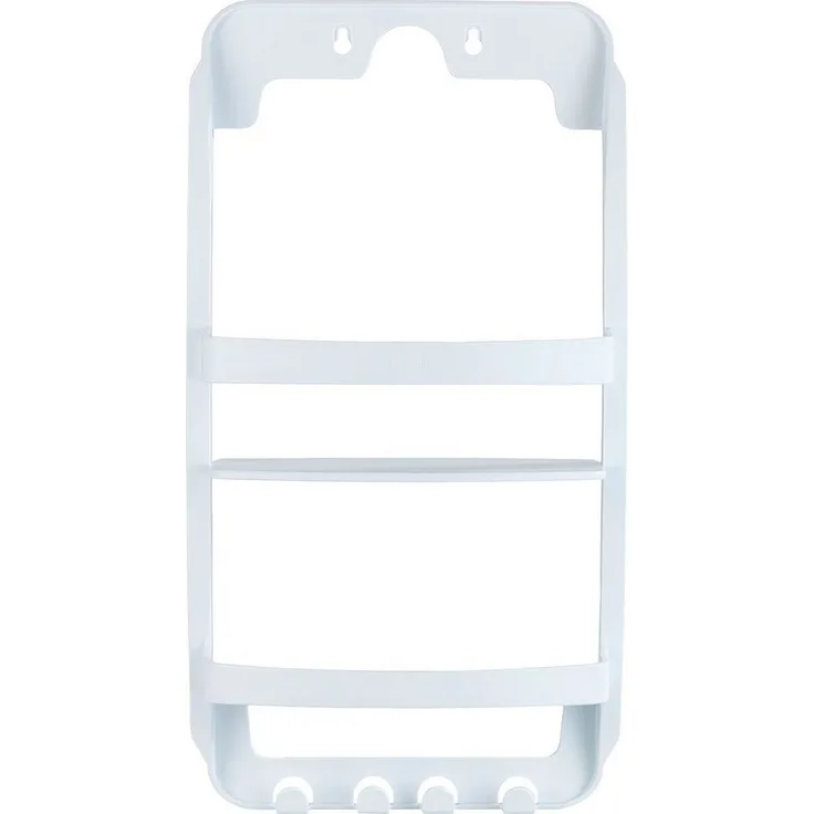 WENKO Badregal Universal, 2 Ablagen, 4 Haken