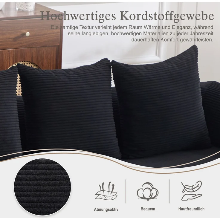 ZUBALIYA Ecksofa 94x67 cm, mit Ablageflächen, mit Cordbezug, mit breiten Armlehnen, modular aufgebaut, mit Schaumstoffpolsterung – Bild 9