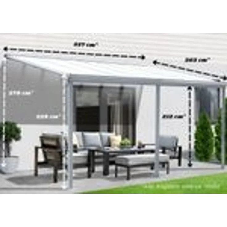 Terrassenüberdachung Sky Guard Aluminium 557 cm als Bausatz Sichtschienen und Hohlkammerplatten Grau – Bild 3
