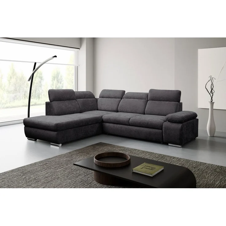 WERK2 Ecksofa Alicante 280 x 230 cm Cord L-Form, modern und bequem, Chenille, L-Form, XXL, Schlaffunktion, Bettkasten – Bild 1