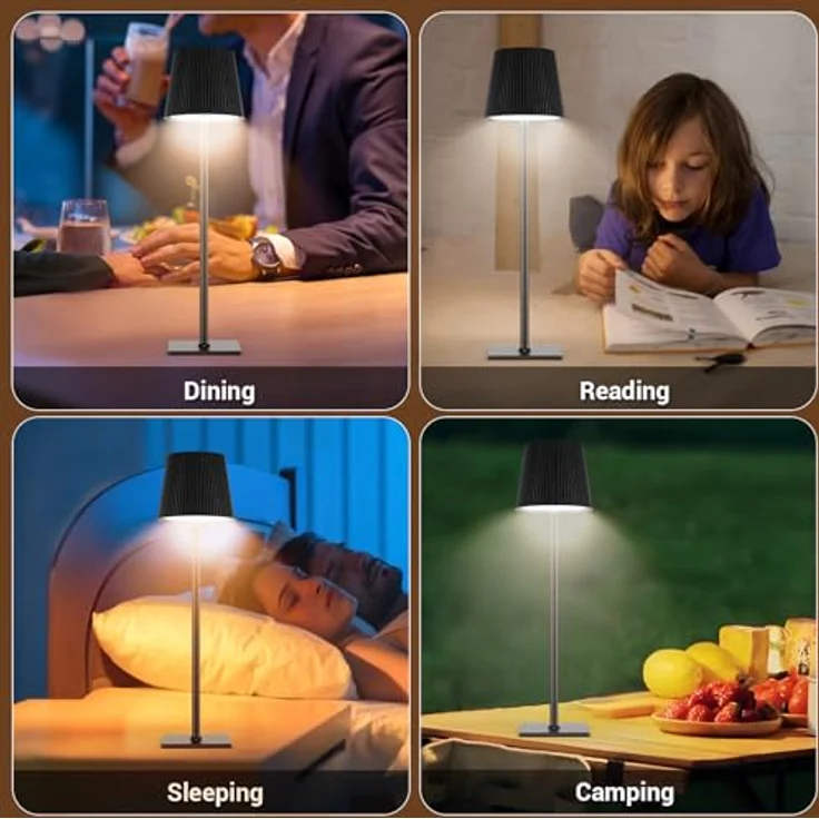 YICAIZI LED Tischlampe Kabellos Akku Tischlampen mit Flaschenverschluss Stufenlos Dimmbar Aufladbar Tischleuchte mit 3 Farbtemperatur für Outdoor, Wohnzimmer, Schlafzimmer, Nachttisch, Kohlenschwarz – Bild 10