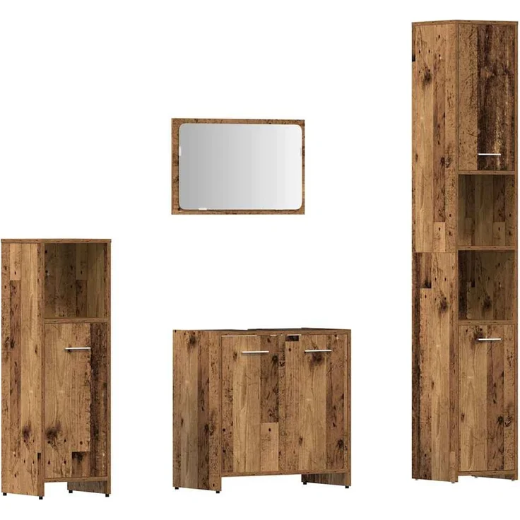 vidaXL 4-tlg. Badmöbel-Set Altholz-Optik Holzwerkstoff 3328553 – Bild 2