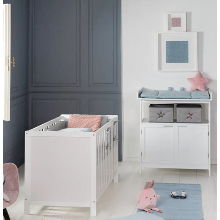 roba Kinderzimmerset 'Hamburg' 2-teilig - Bett 60 x 120 - Wickelkommode - inkl. Lattenrost - Weiß – Bild 1