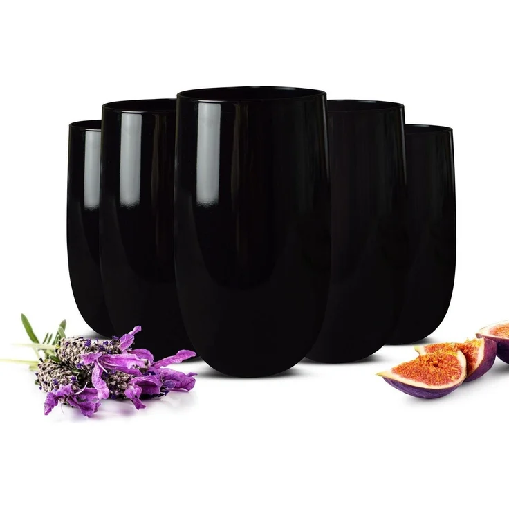 6 Schwarze Trinkgläser 420ml Wassergläser Saftgläser Cocktailgläser Longdrinkgläser – Bild 1