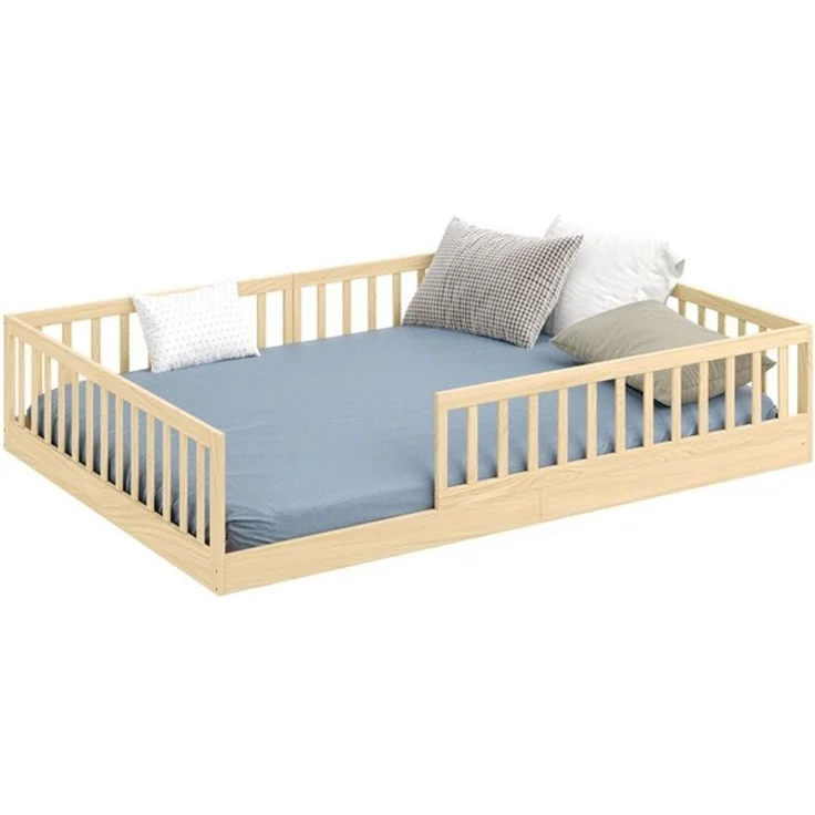 CADANI Kinderbett CADANI Timi Kinderbett Montessori Bodenbett (Rausfallschutz abnehmbar), Bodenbett mit Roll-Lattenrost – Bild 4