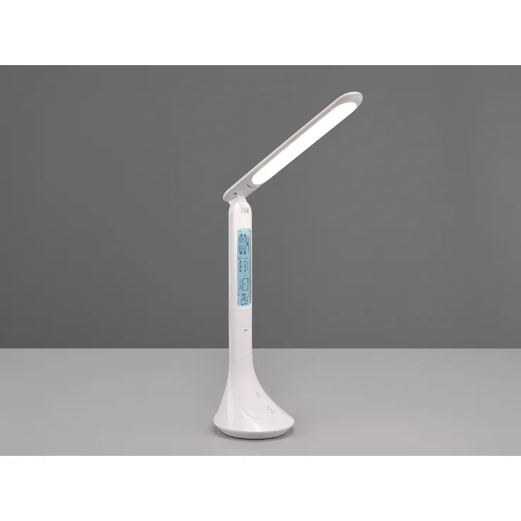 Akku Tischleuchte PATTY Info Panel per USB aufladbar Weiß dimmbar, Höhe 34cm