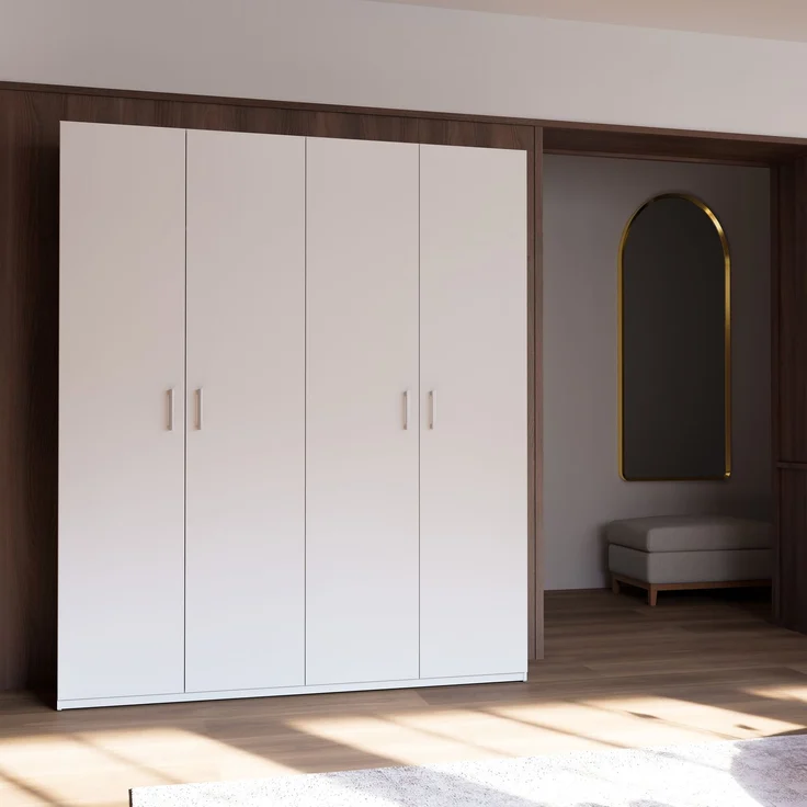 Forte HOME NOOK Mehrzweckschrank 180 40, moderner Drehtürenschrank mit 4 Türen,Flur, Holzwerkstoff, Weiß, 177,5 cm breit x 210,5 cm hoch x 42 cm tief – Bild 10