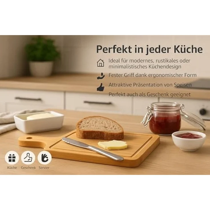 hausleben Schneidebrett Servierbrett – 15×10 cm – Mini Bambus Schneidebrett mit Griff, (6-St), zum Servieren, Snacks, Tapas & Küche – Robust & Lebensmittelecht – Bild 6