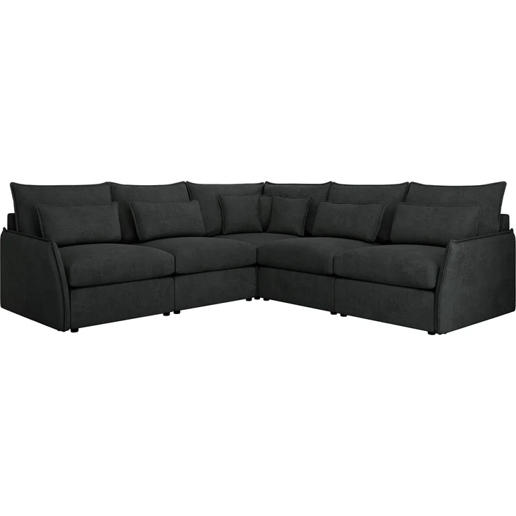 Ecksofa für Wohnzimmer, L-förmige Ecke mit losen Kissen, modular 4-Sitzer couchgarnitur - VERSO - Dunkelgrau Struktur – Bild 5