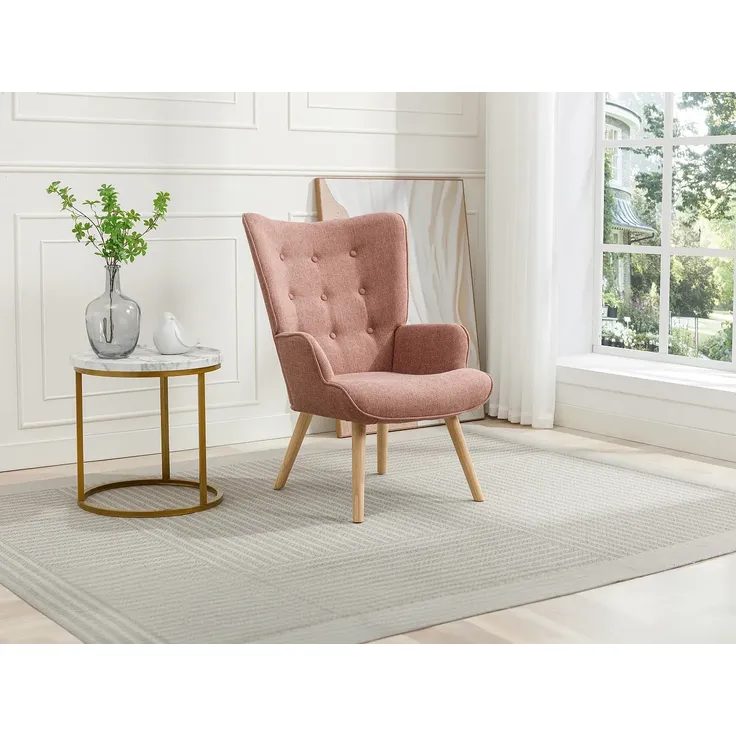 Vente-unique - VATELY Sessel Stoff Puderrosa - B 78 cm x H 95,5 cm x L 69 cm