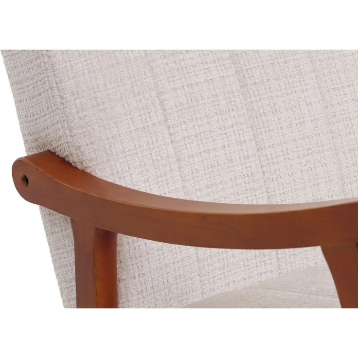 Schaukelstuhl HWC-K10, Relaxsessel, Holz FSC® Stoff/Textil Chenille (465g/m²) ~ creme, Gestell Walnuss-Optik – Bild 8