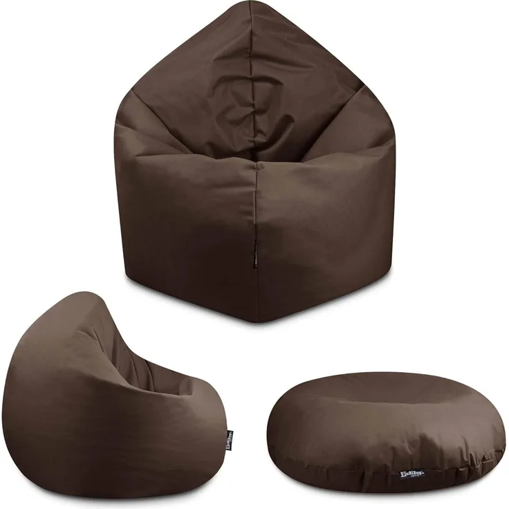 BuBiBag - 2in1 Sitzsack Bodenkissen - Outdoor Sitzsäcke Indoor Beanbag, Braun, Ø 125,0 cm