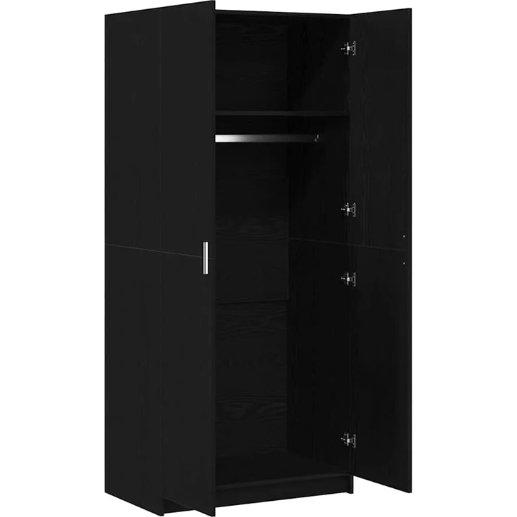 vidaXL Kleiderschrank mit Tür Schwarz Eichen-Optik 80 x 50,5 x 180 cm 3333855 – Bild 4
